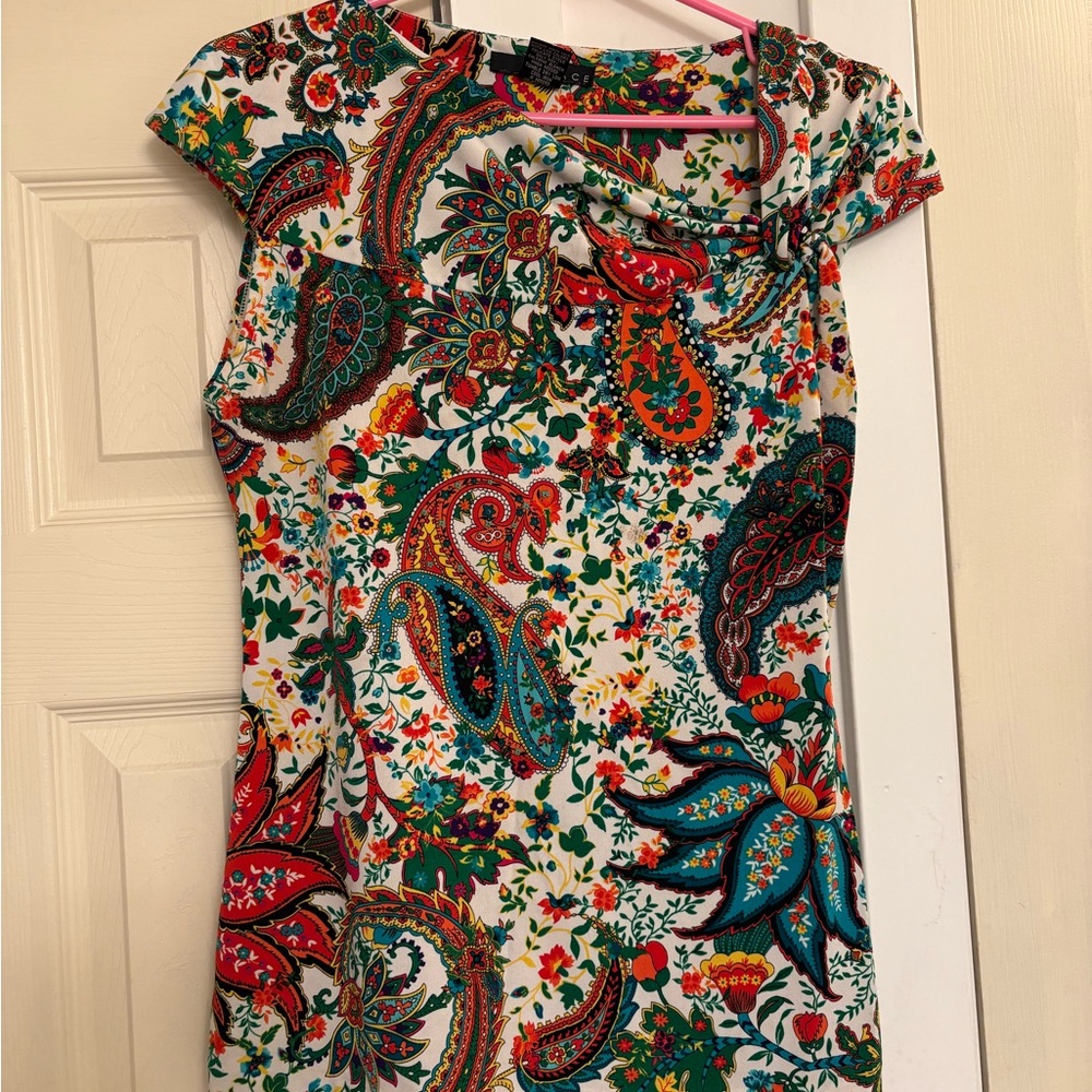 Grace Multicolor Paisley Cap Sleeve Blouse